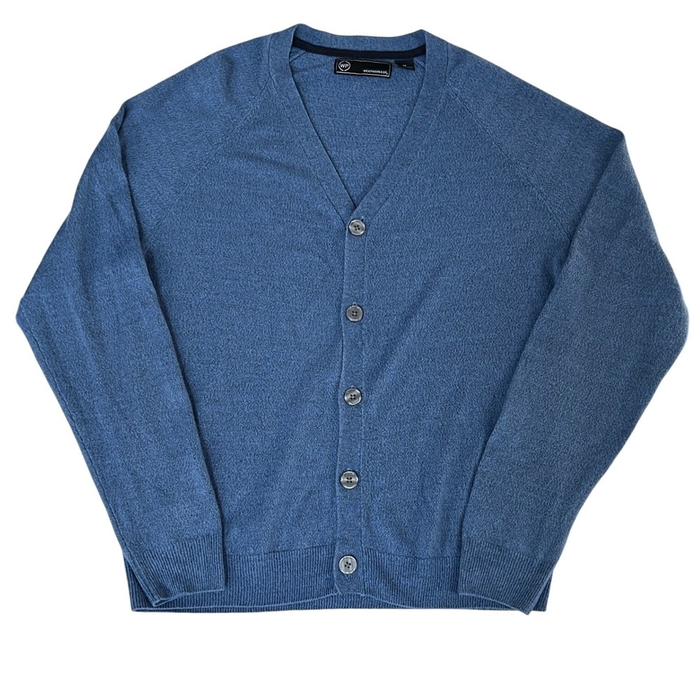 WP WEATHERPROOF Steel Blue Cardigan Sweater V Neck Size Medium‎ Lightweight